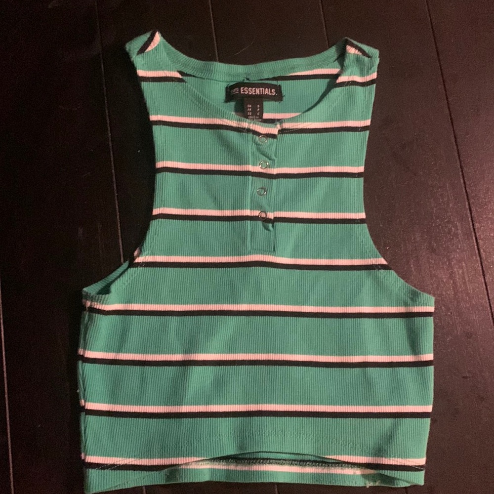Small striped black,white and green cropped top